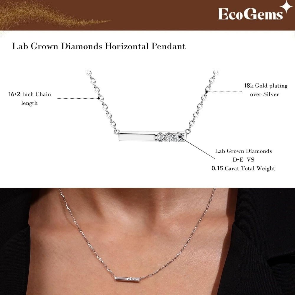 18K/14K White/Yellow Gold Silver Necklace With Lab Grown Diamond (D - E Color, Round Brilliant Shape, VS Clarity) in 16/18" Length, Gold Jewelry, Necklaces For Women, Gift For Her - Future Jewelry
