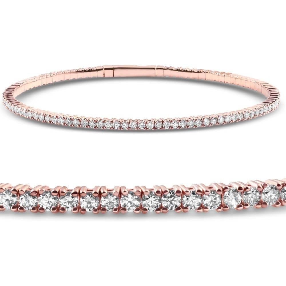 2 - 10Ct TW Flexible Diamond Bangle Tennis Bracelet Lab Created 14k Gold - Future Jewelry