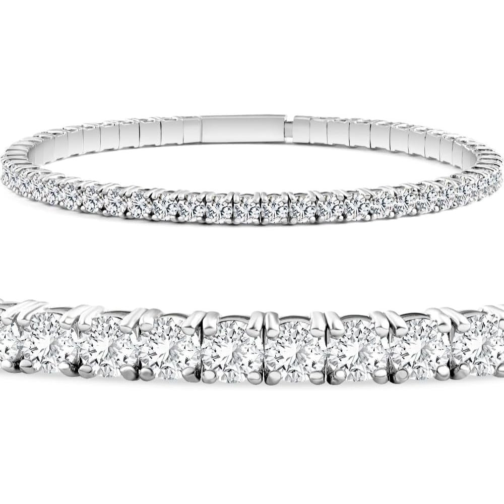 2 - 10Ct TW Flexible Diamond Bangle Tennis Bracelet Lab Created 14k Gold - Future Jewelry