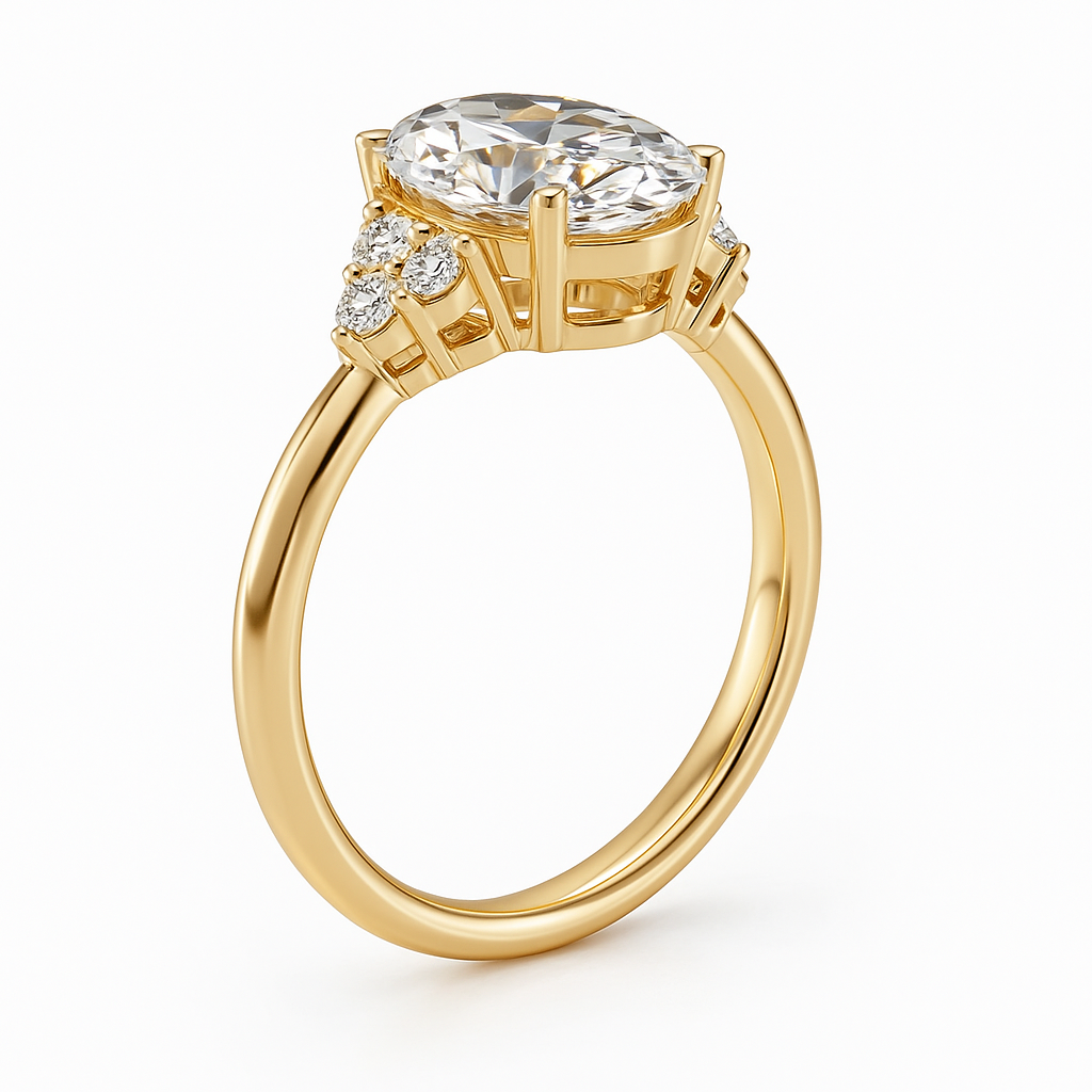 2.75 Carat Oval Lab Grown Diamond Ring GIA 14K Yellow Gold - Future Jewelry