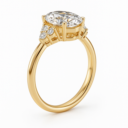 2.75 Carat Oval Lab Grown Diamond Ring GIA 14K Yellow Gold - Future Jewelry