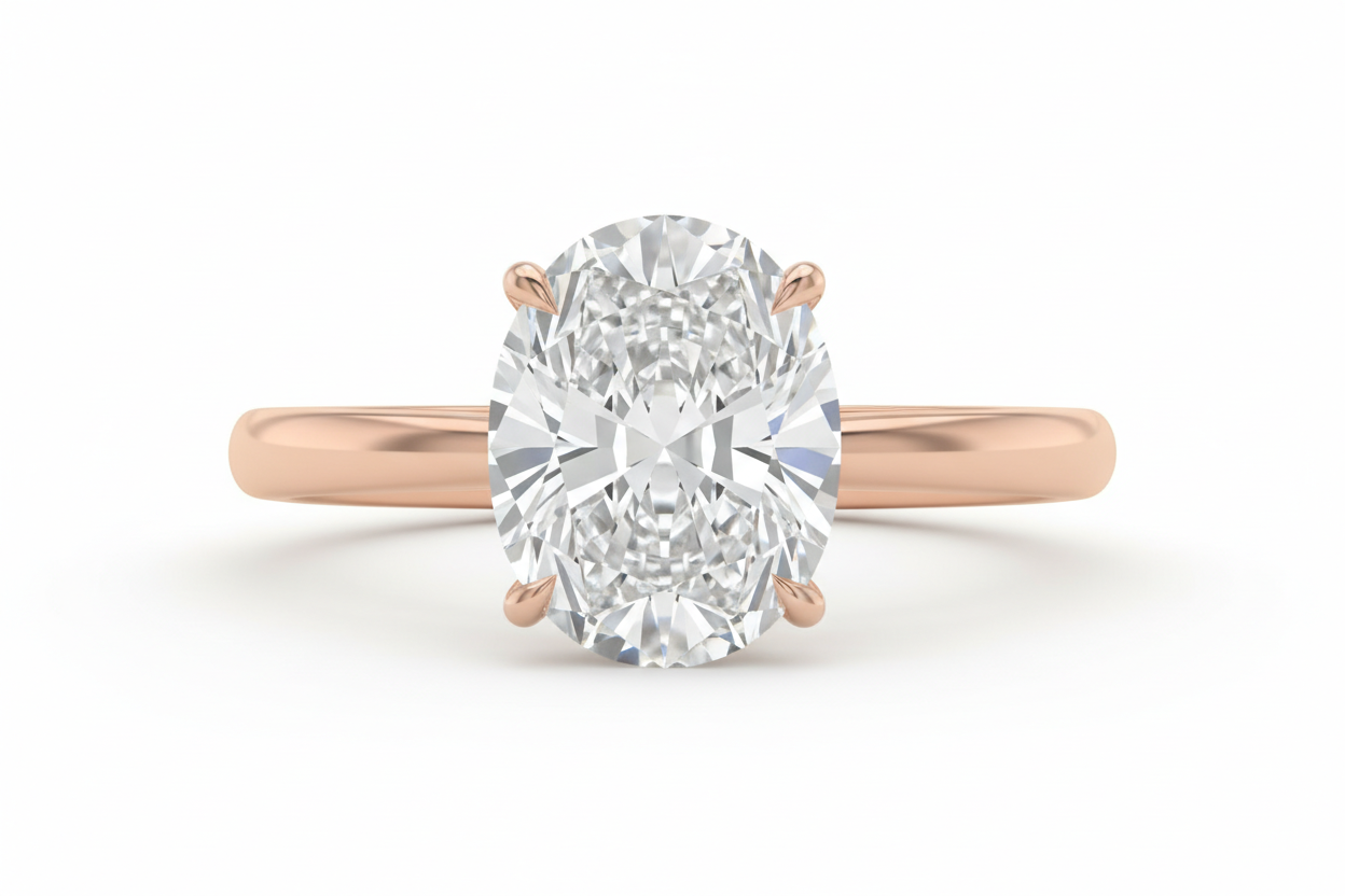 2.70 Ct Oval Cut IGI Lab Diamond Engagement Ring 14K rose Gold