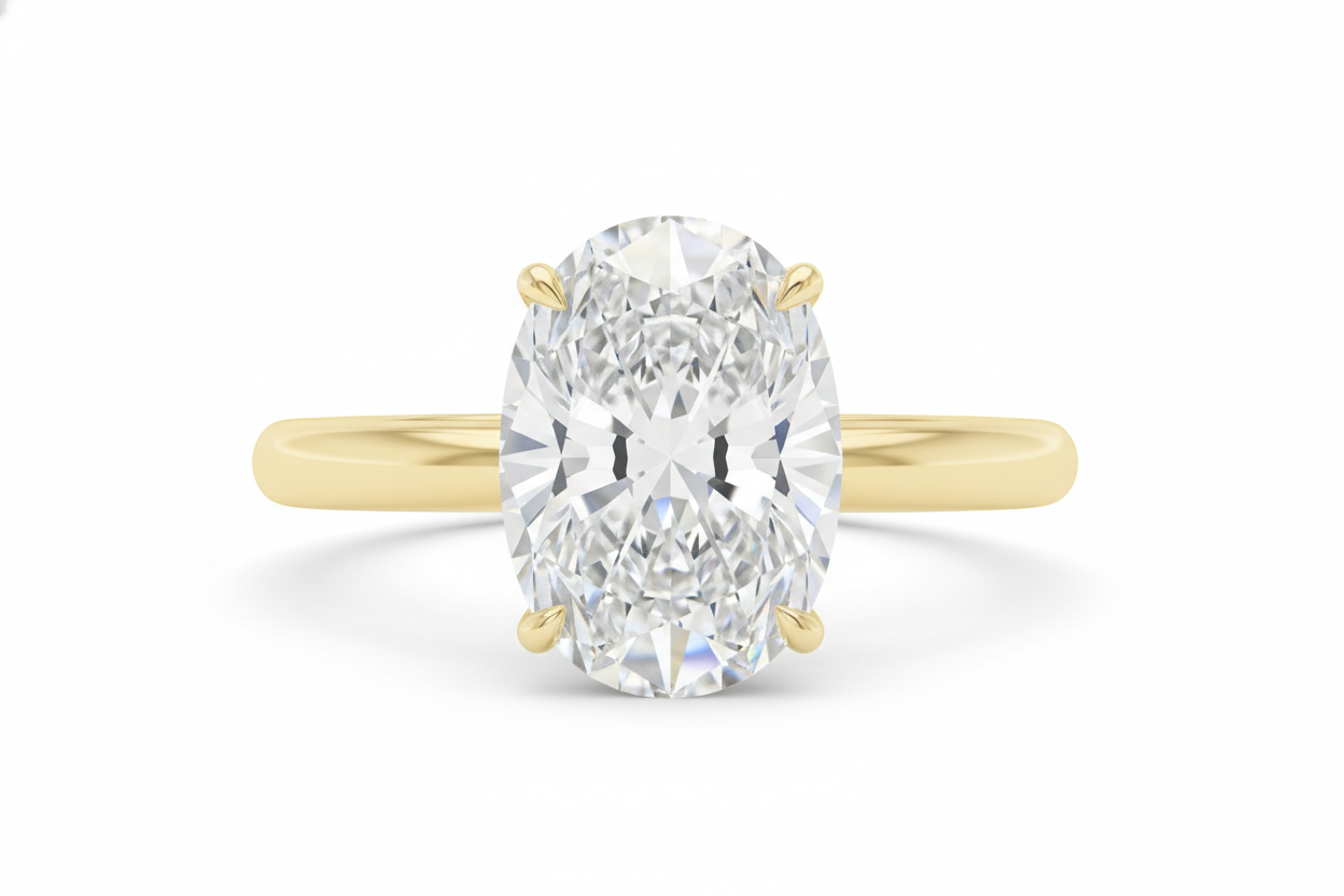 2.70 Ct Oval Lab Diamond Engagement Ring 14K Yellow Gold