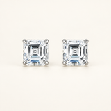 2 Carat Asscher Lab Grown Diamond Stud Earrings, 18K Gold
