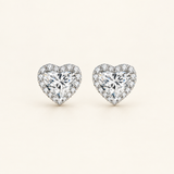 2 Carat Heart Lab Grown Diamond Stud Earrings, 18K White Gold