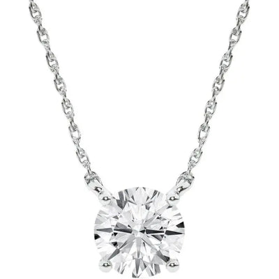 2 Carat Lab Grown Diamond Solitaire Necklace, 14K White Gold