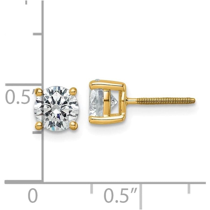 2 Carat Lab Grown Diamond Screw Back Studs in 14K Gold - Future Jewelry