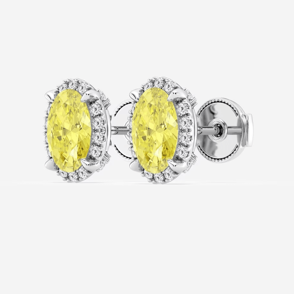 2 Carat Lab Grown Yellow Diamond Earrings in 14K White Gold - Future Jewelry