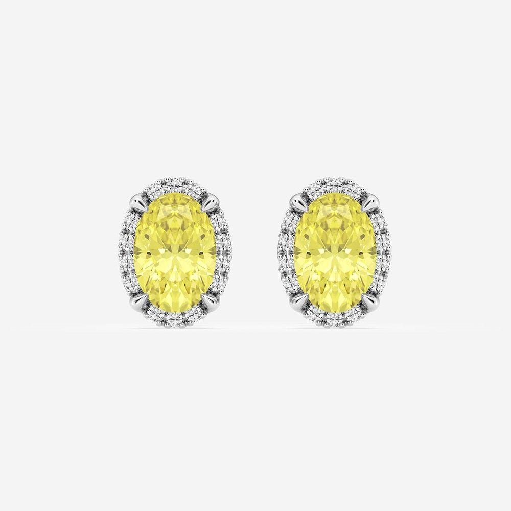 2 Carat Lab Grown Yellow Diamond Earrings in 14K White Gold - Future Jewelry