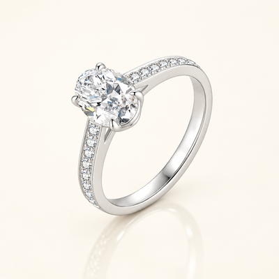2 Carat Oval Lab Grown Diamond Ring, White Gold
