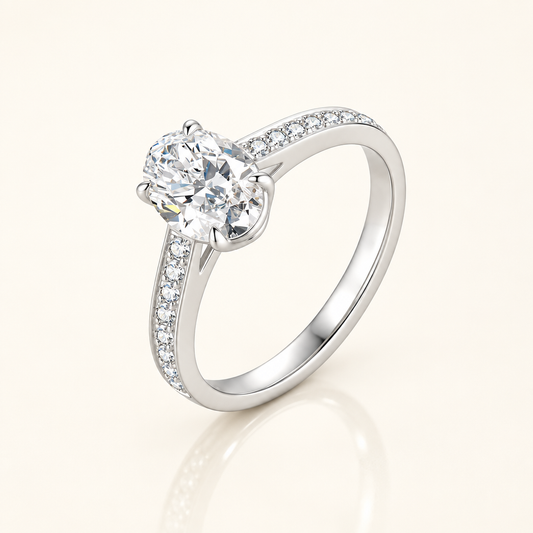 2 Carat Oval Cut Lab Grown Diamond Ring in White Gold - Future Jewelry