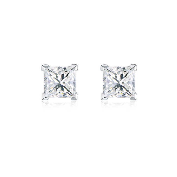 2 Carat Princess Cut Lab Grown Diamond Studs 18K Gold - Future Jewelry