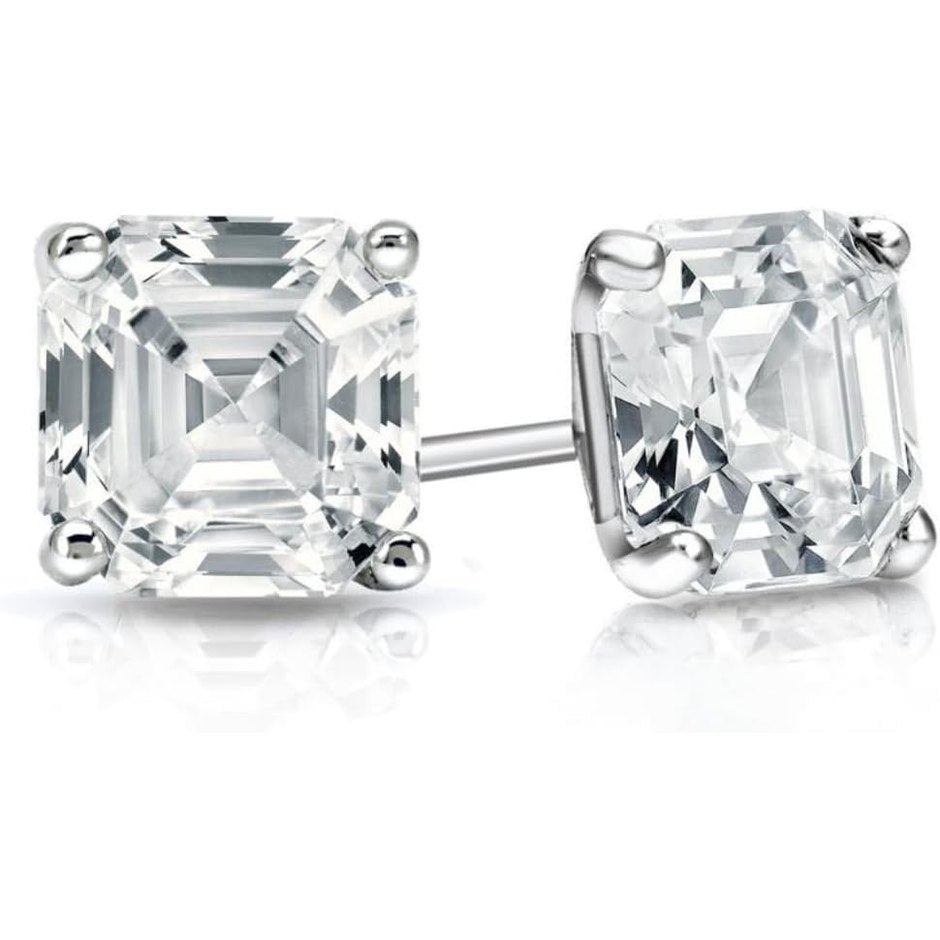 2.04 Carat Lab Grown Asscher Cut Diamond Stud Earrings - Future Jewelry