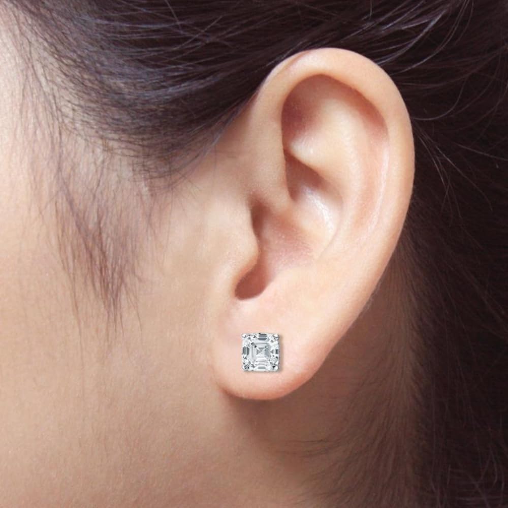 2.04 Carat Lab Grown Asscher Cut Diamond Stud Earrings - Future Jewelry