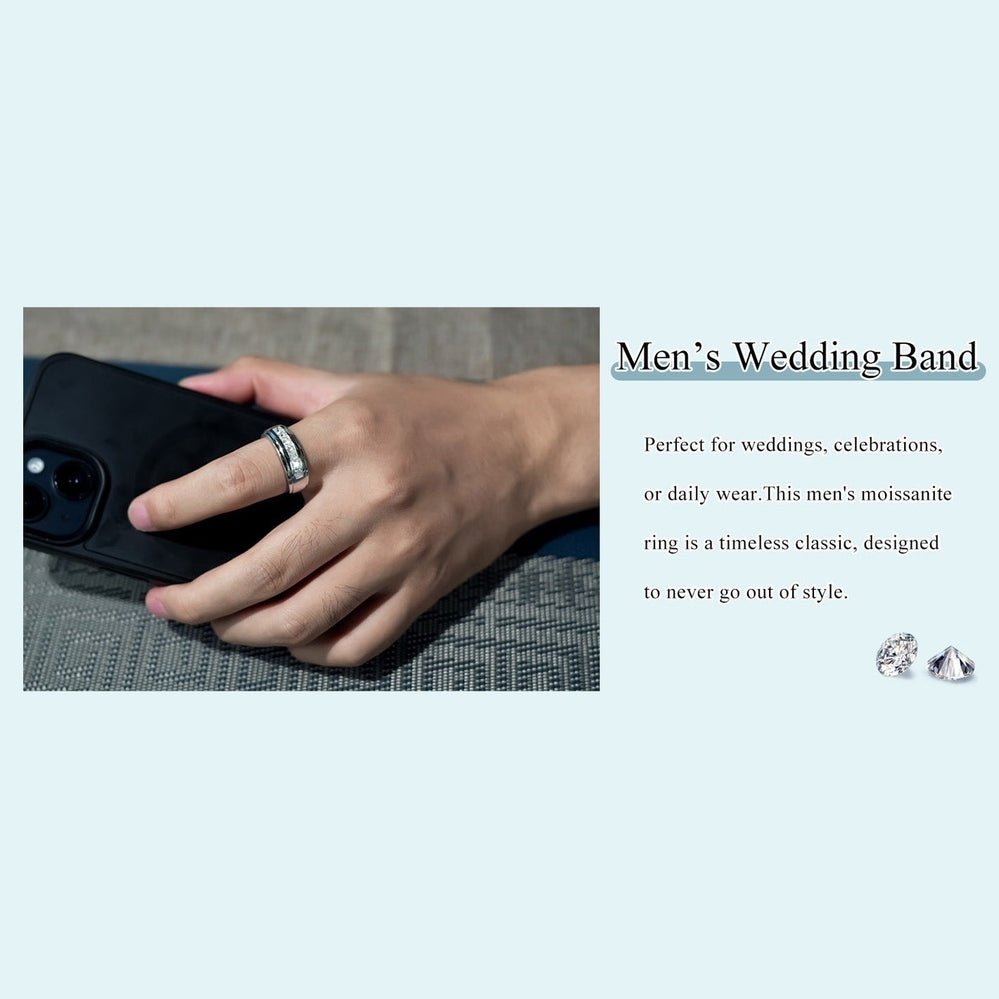2.1 Carats 7 Stone Princess Cut Lab Grown Diamond Rings for Men Women Lab Grown Diamond Eternity Wedding Band Ring D Color VVS1 Lab Grown Diamond Channel Set, Sterling Silver with 18K White Gold Men Lab Grown Diamond Ring - Future Jewelry
