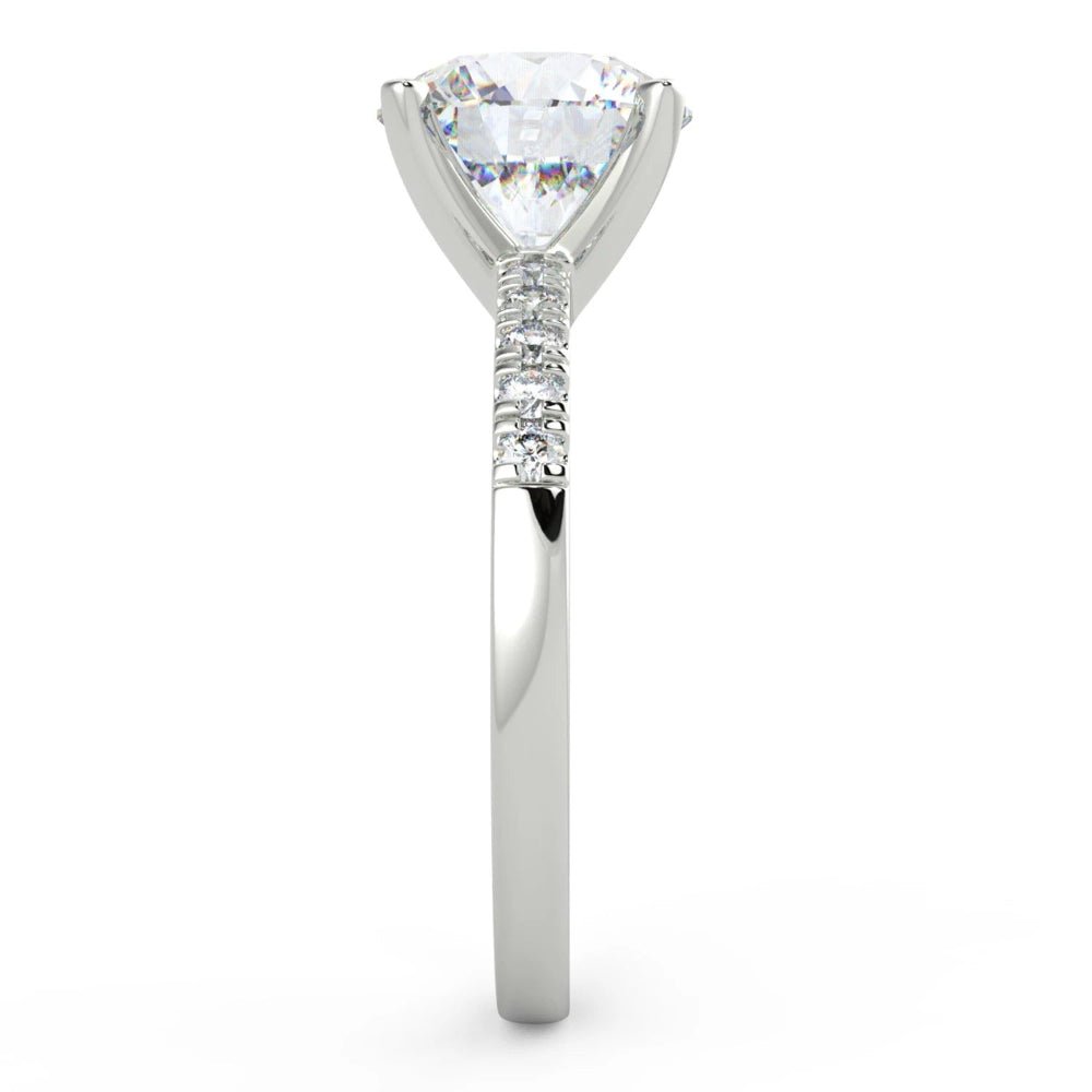2.15 Carat Round Diamond Ring Pavé Solitaire 14K White Gold - Future Jewelry