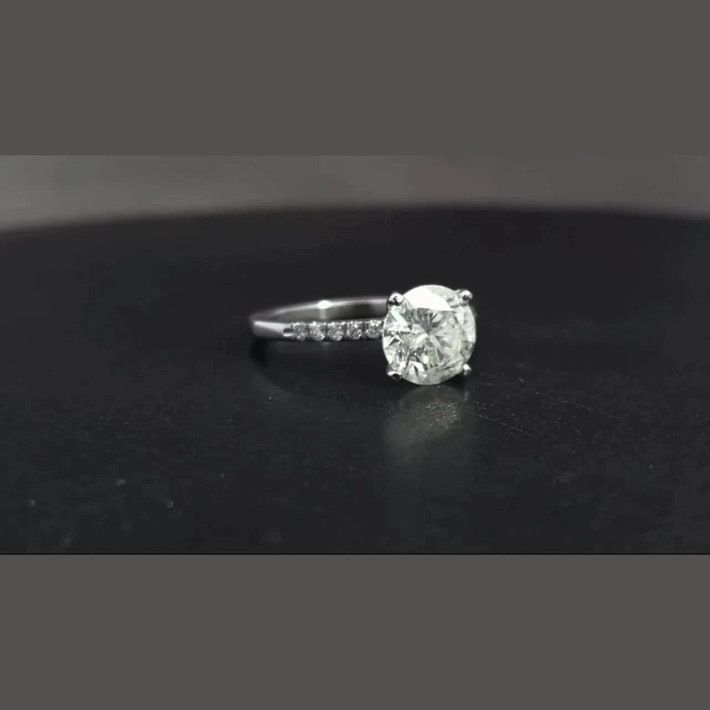 2.15 Carat Round Diamond Ring Pavé Solitaire 14K White Gold - Future Jewelry