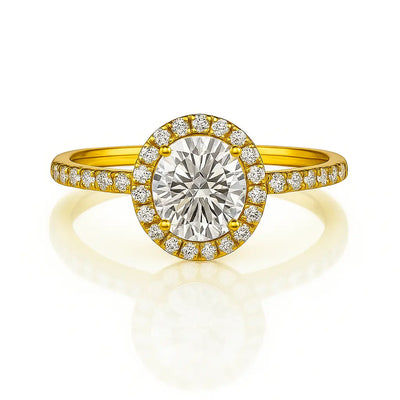 3 Carat Lab Grown Diamond Engagement Ring, 18K Yellow Gold
