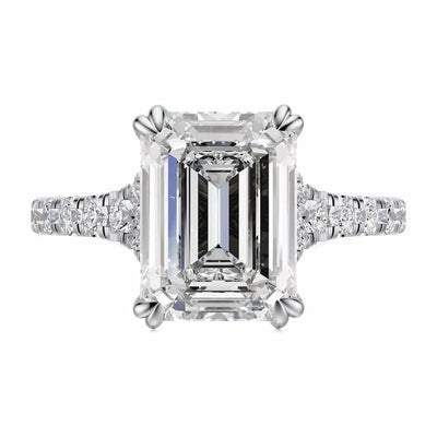 2.40 Carat Emerald Cut Lab Grown Diamond Engagement Ring, Platinum