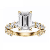 2.5 Carat Emerald Cut Lab Grown Diamond Engagement Ring, 14K White Gold