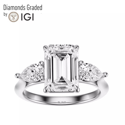 2.50 Carat Emerald - Cut Lab - Grown Diamond Engagement Ring – Certified, 14K White Gold - Future Jewelry