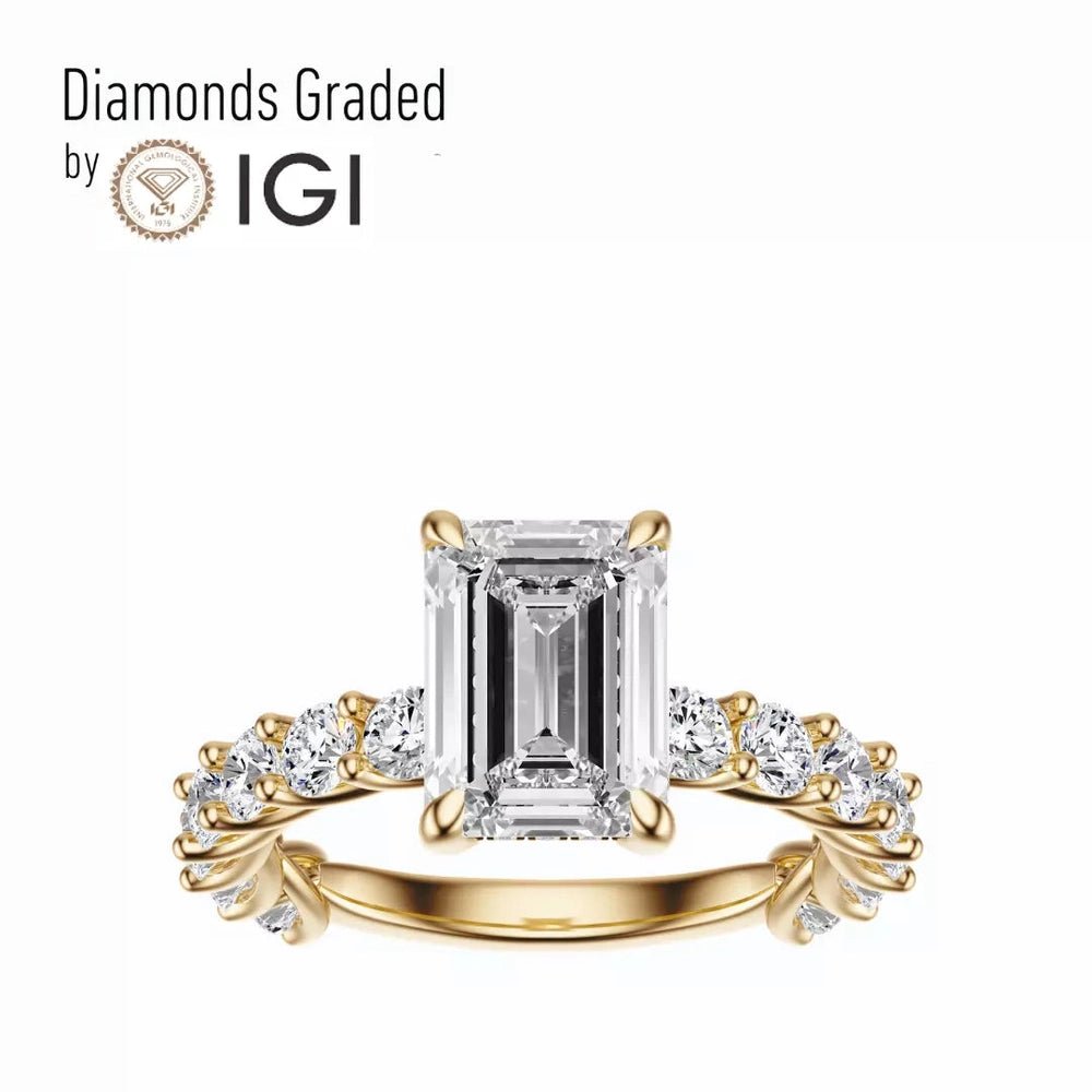 2.50 Carat Emerald - Cut Solar Diamond Engagement Ring – Certified, 14K White Gold - Future Jewelry