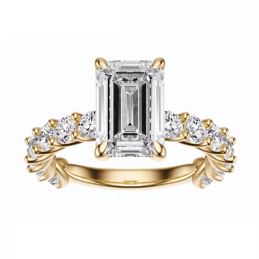 2.50 Carat Emerald - Cut Solar Diamond Engagement Ring – Certified, 14K White Gold - Future Jewelry