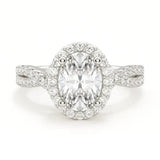 3 Carat Oval Lab Grown Diamond Engagement Ring, 14K White Gold
