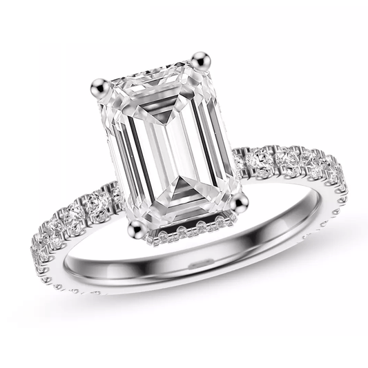 2.80 Carat Emerald - Cut Diamond Engagement Ring – Certified, 14K White Gold - Future Jewelry
