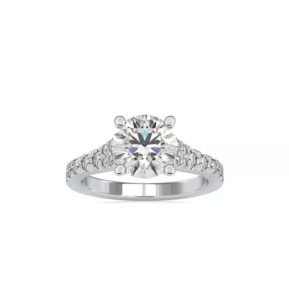 2.91 Carat Round Cut Lab Grown Diamond Engagement Ring in 14K Gold, Certified - Future Jewelry
