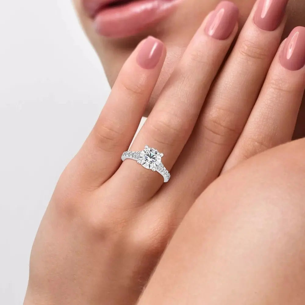 2.91 Carat Round Cut Lab Grown Diamond Engagement Ring in 14K Gold, Certified - Future Jewelry