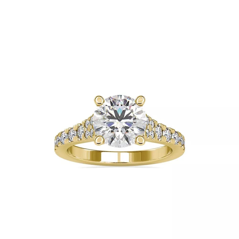 2.91 Carat Round - Cut Solar Diamond Engagement Ring – Certified, 14K Gold - Future Jewelry