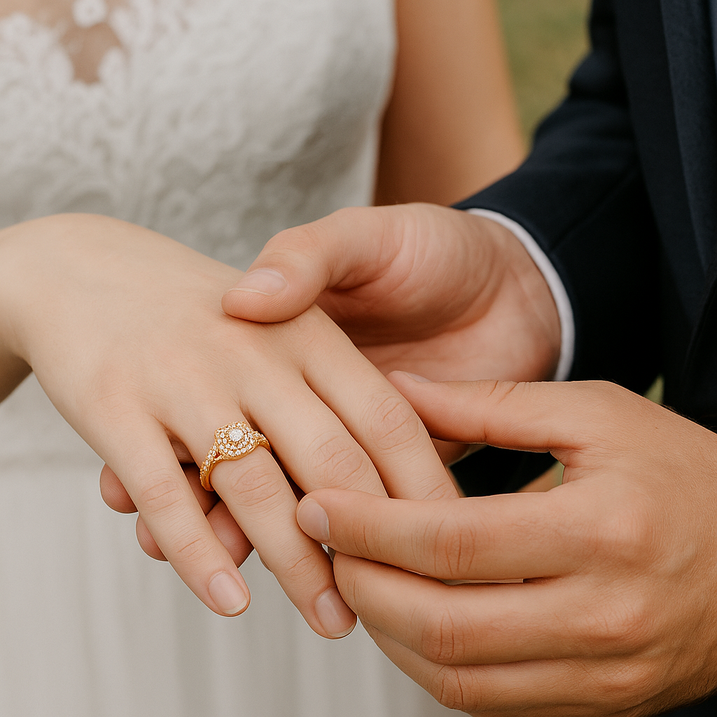 2 Carat Women's Diamond Swirled Shank Ring on wedding day