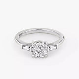 3 Carat Cushion Lab Grown Diamond Engagement Ring, 14K White Gold