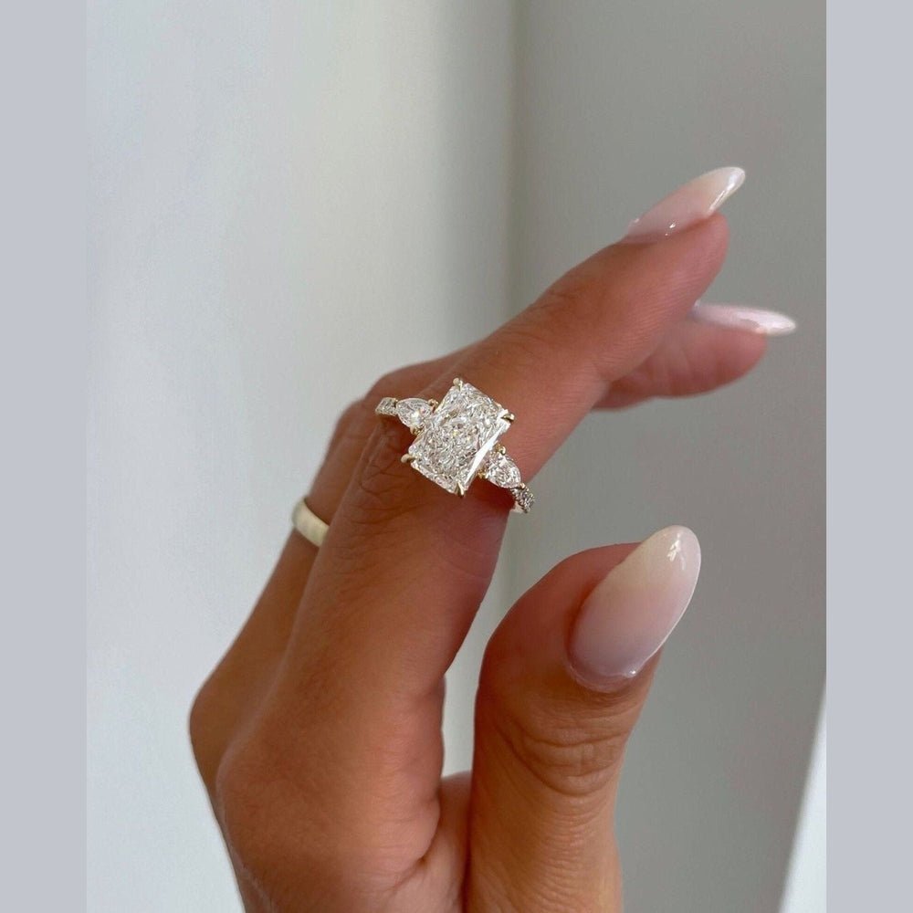 3 carat diamond engagement ring in 18K gold. Lab grown brilliance meets personal engraving for timeless elegance with lasting meaning. - Future Jewelry