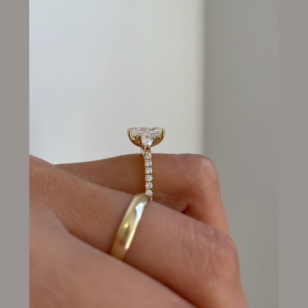 3 carat diamond engagement ring in 18K gold. Lab grown brilliance meets personal engraving for timeless elegance with lasting meaning. - Future Jewelry