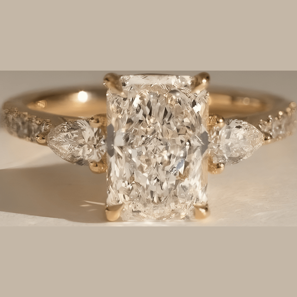 3 carat diamond engagement ring in 18K gold. Lab grown brilliance meets personal engraving for timeless elegance with lasting meaning. - Future Jewelry