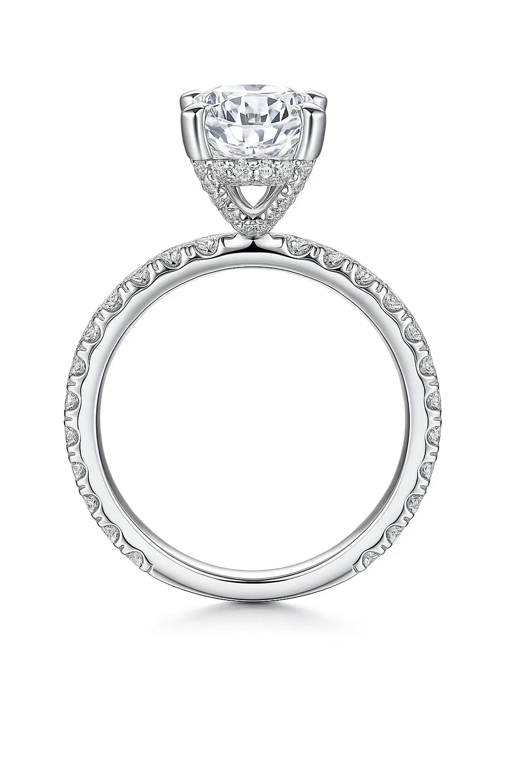 3 Carat Diamond Rings - Dramatic Black-Background View of Lab Grown Diamond Ring in 14K White Gold - Future Jewelry