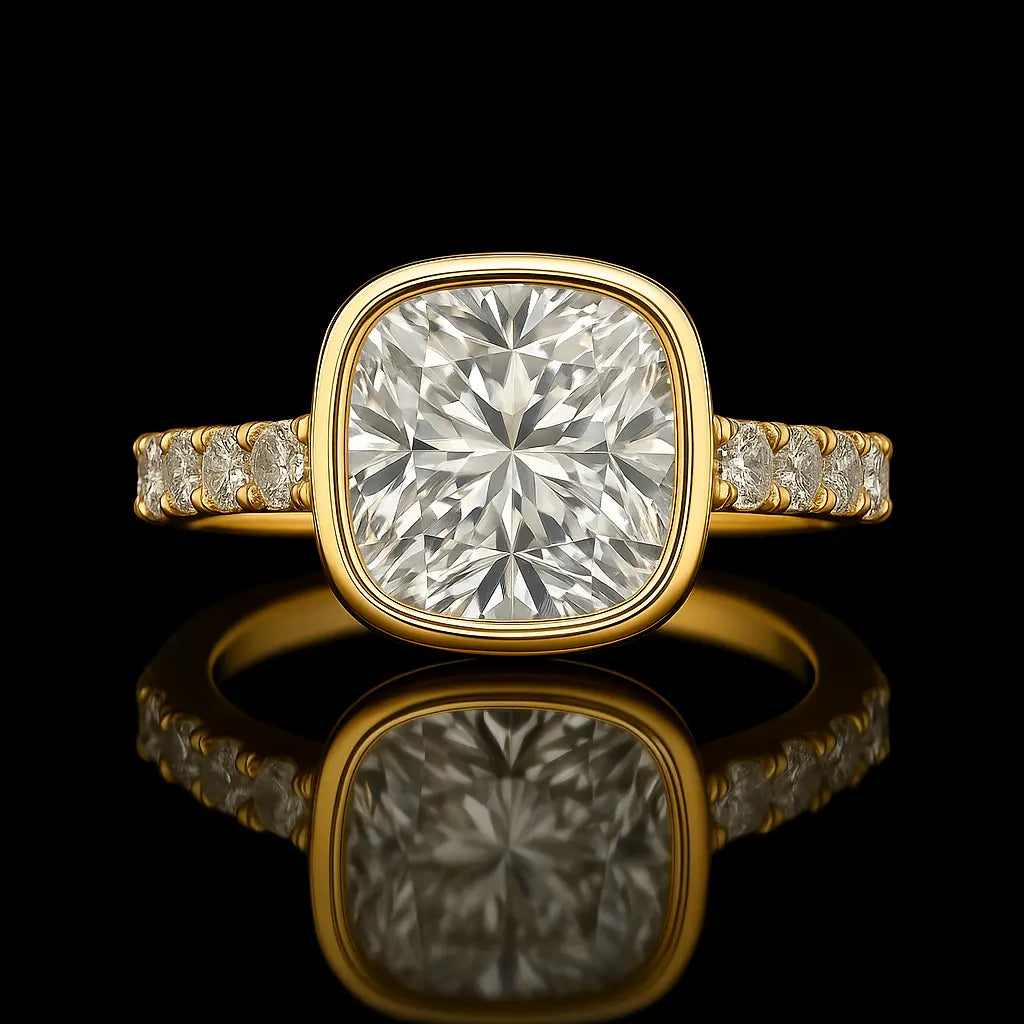 3 Carat Diamond Rings - Dramatic Black-Background View of Lab Grown Diamond Ring in 14K White Gold - Future Jewelry