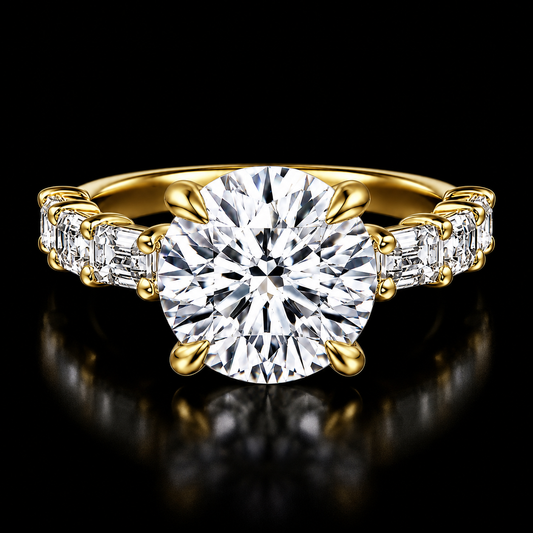 3 Carat Diamond Rings - Dramatic Black-Background View of Lab Grown Diamond Ring in 14K White Gold - Future Jewelry