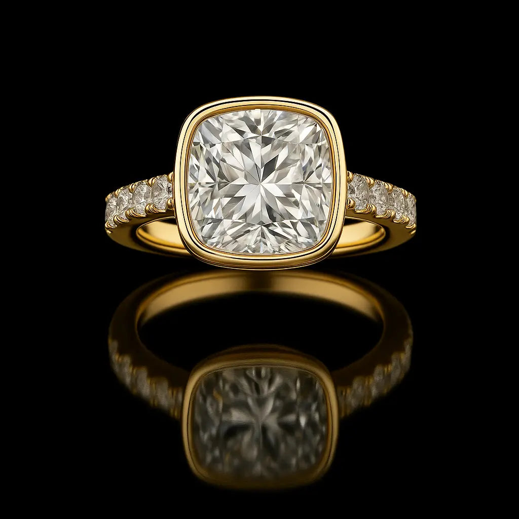 3 Carat Lab Grown Diamond - Macro Close-Up Detail of Lab Grown Diamond Ring in 14K White Gold - Future Jewelry