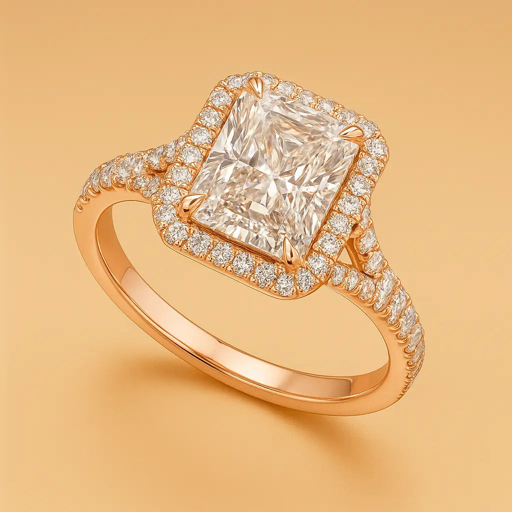 3 Carat Lab Grown Diamond - Macro Close-Up Detail of Lab Grown Diamond Ring in 14K White Gold - Future Jewelry