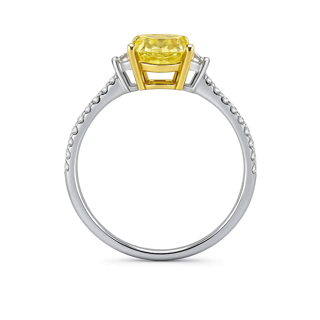 3 Carat Lab Grown Diamond - Macro Close-Up Detail of Lab Grown Diamond Ring in 14K White Gold - Future Jewelry