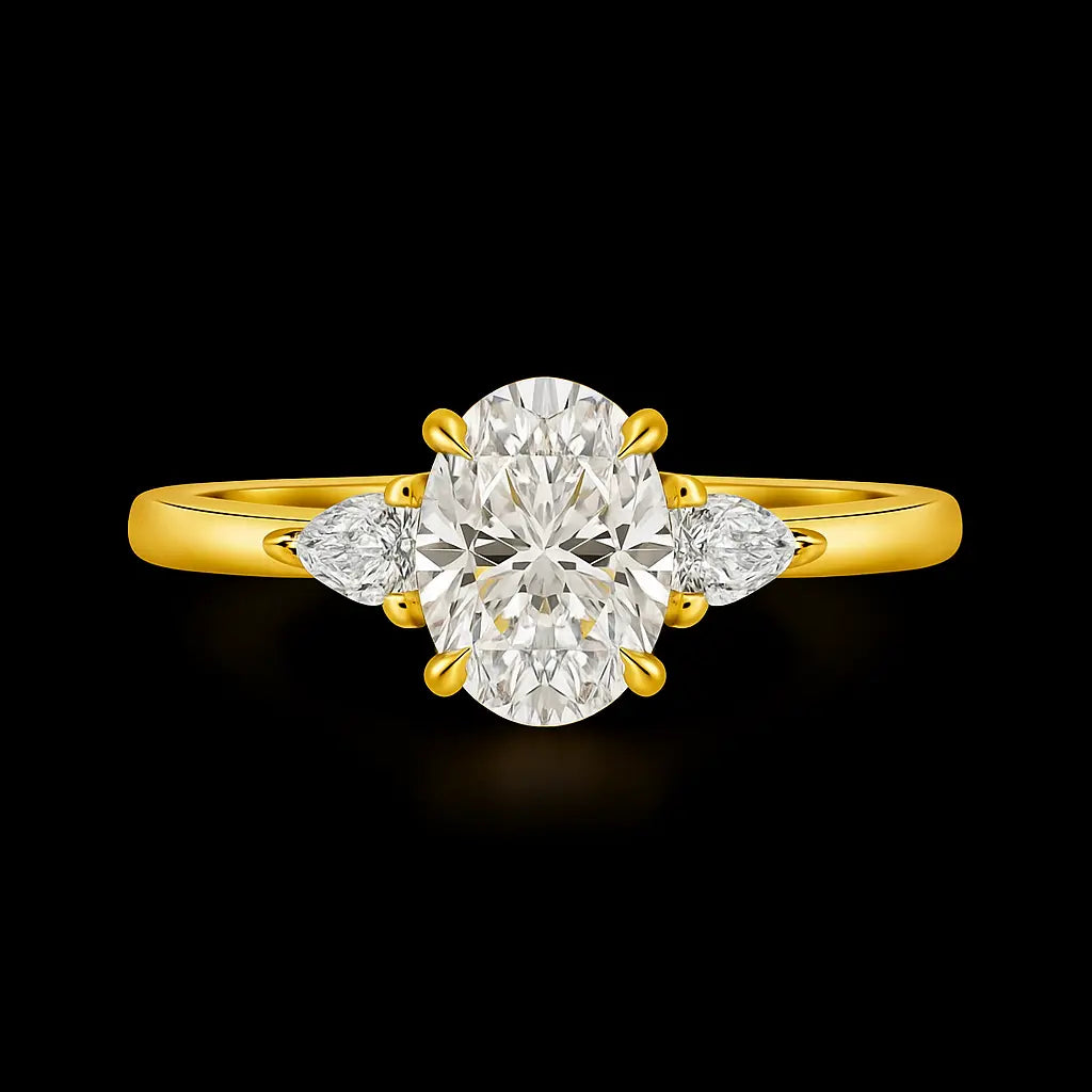 3 Carat Lab Grown Diamond - Macro Close-Up Detail of Lab Grown Diamond Ring in 14K White Gold - Future Jewelry