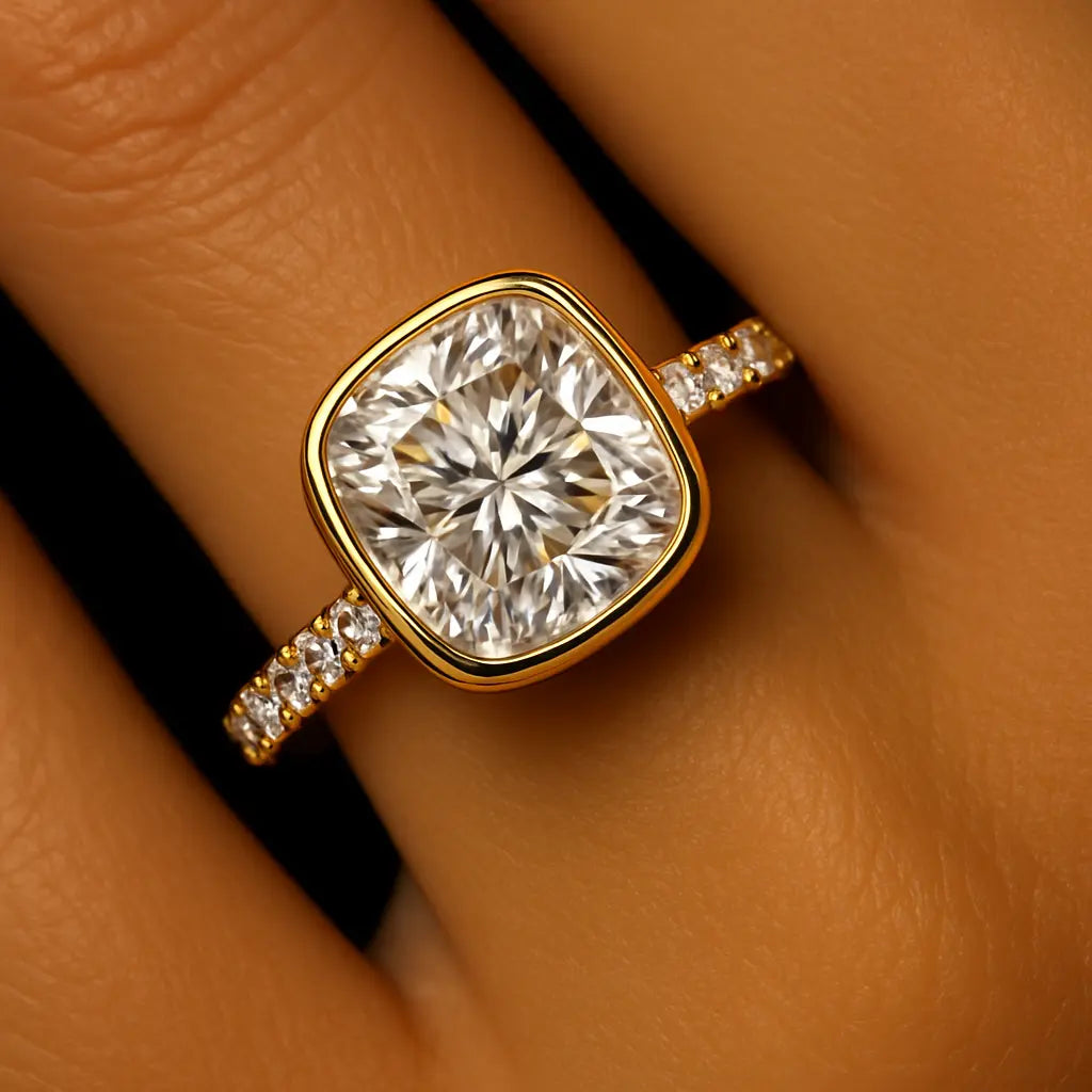 Lab Grown Diamond 3 Carat - Halo and Setting Detail of Lab Grown Diamond Ring in 14K White Gold - Future Jewelry