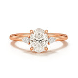 3 Carat Oval Lab Grown Diamond Engagement Ring, 14K White Gold