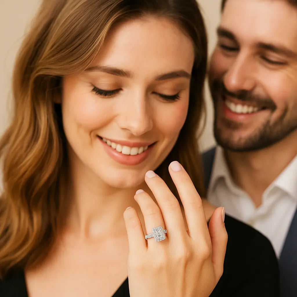 3 Carat Diamond Ring - Worn on Hand, Lab Grown Diamond Ring in 14K White Gold - Future Jewelry