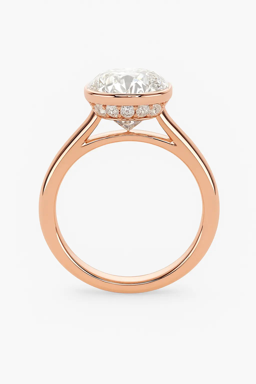 3 Carat Lab Grown Diamond - Reflective Surface View of Lab Grown Diamond Ring in 14K White Gold - Future Jewelry