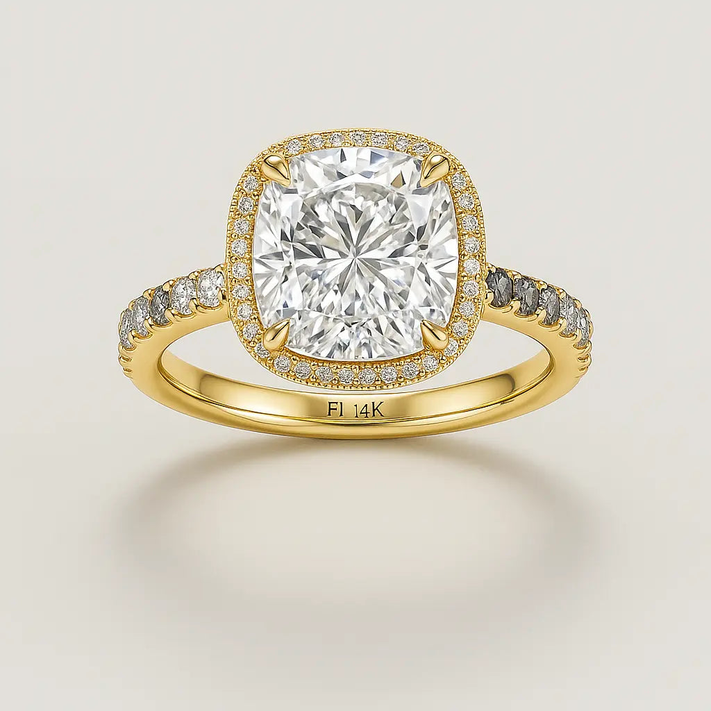 3 Carat Diamond Rings - Studio White Background, Lab Grown Diamond Ring in 14K White Gold - Future Jewelry