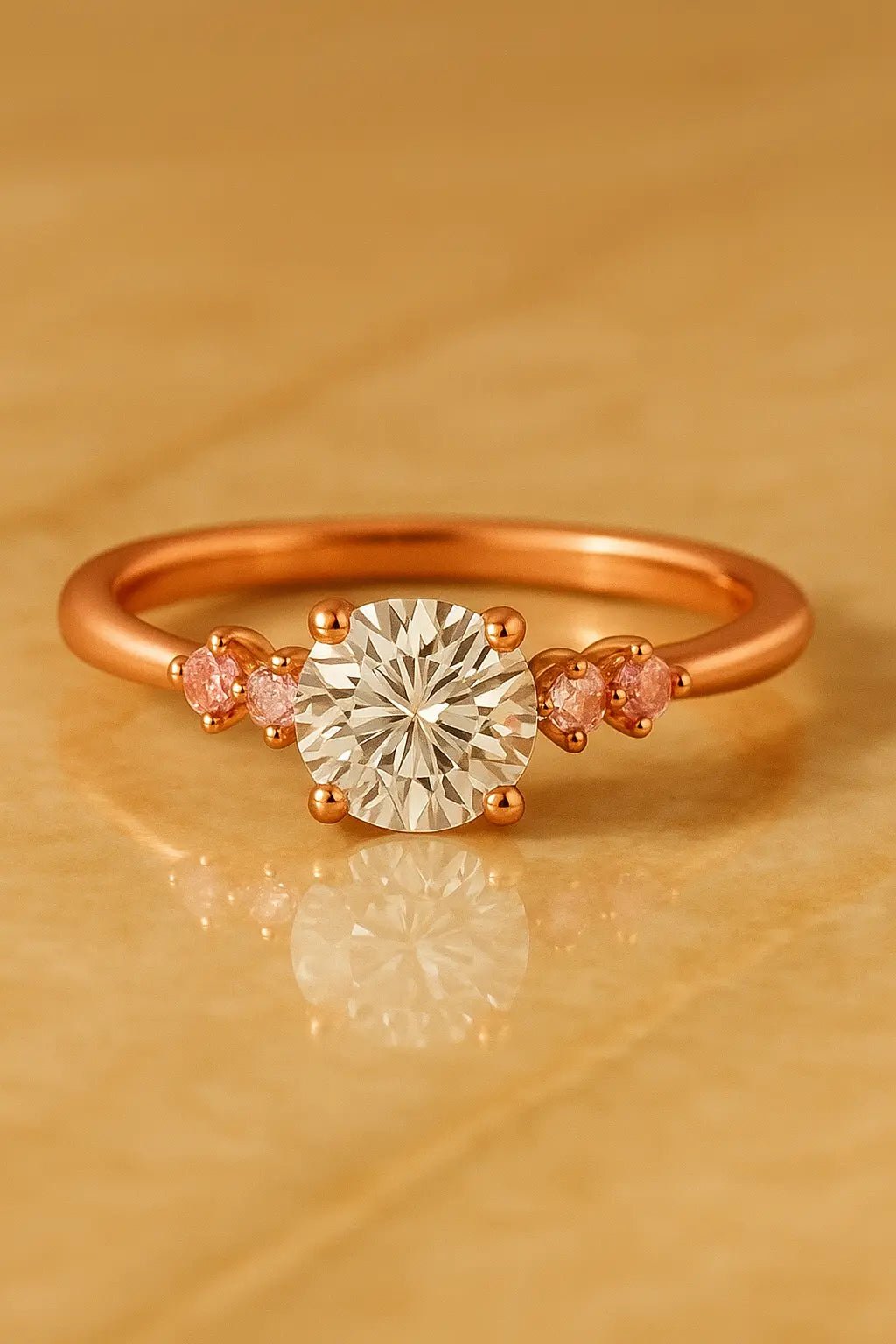 3 Carat Diamond Rings - Dramatic Black-Background View of Lab Grown Diamond Ring in 14K Yellow Gold - Future Jewelry